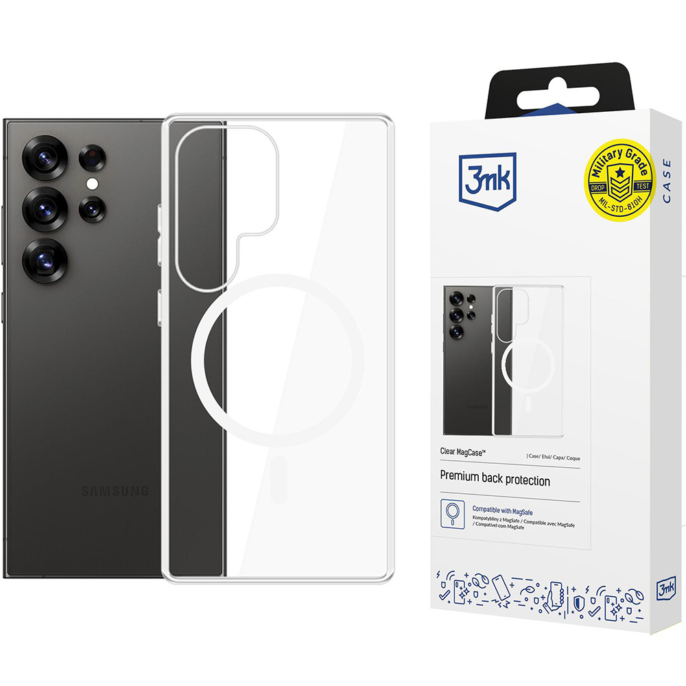 Etui 3mk Clear MagCase do MagSafe, do Galaxy S25 Ultra, przezroczysto-białe